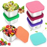 Typecat Saladedressingcontainer, roestvrijstalen snackcontainers, 6 oz, 304 roestvrijstalen metalen saus- en voedselbewaardoos met siliconen deksels