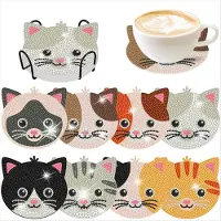 Typecat Mozaïekonderzetters 8 stuks Borduurwerk / Beschildering met Strass-steentjes Kat
