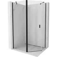 Mexen Mist asyetrische vijfhoekige douchecabine met scharnierdeur 90 x 80 , transparant, zwart - 8A8-090-080-70-00