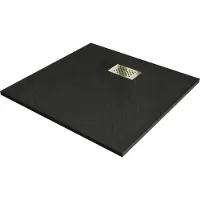 Mexen Hugo vierkante douchebak SMC 80 x 80 , zwart, gouden afdekking - 42708080-G