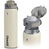Zipro Thermosbeker 1000ml - Thermosfles XL 1L - RVS - Lekvrij - Dubbelwandig - BPA-Vrij - Beige