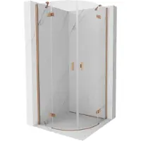 Mexen Mist ronde douchecabine met scharnierende deuren 100 x 100 , transparant, geborsteld koper - 8A33-100-100-65-00