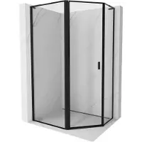 Mexen Mist L vijfhoekige asyetrische draaideur douchecabine links 100 x 90 , zwart frame, zwart - 8A8L-100-090-70-70-L