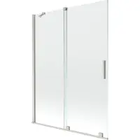 Mexen Velar badwand 2-delig schuifbaar 130 x 150 , transparant, geborsteld nikkel - 896-130-000-01-97