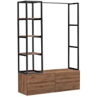Helloshop26 Kledingrek metaal MDF 180 x 120 x 40 cm zwart walnoot effect 03_0008130