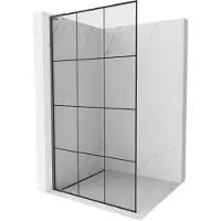 Mexen Kioto L douchewand Walk-in 100 x 200 , zwart raster, gun grijs geborsteld - 800-100-103-66-77