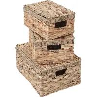 MCW Set van 3 opbergdozen -C23, commode met deksel, waterhyacint natuurlijke kleur
