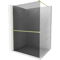 Mexen Kioto+ douchewand met plank Walk-in 120 x 200 , grafiet, geborsteld goud - 800-120-121-55-40