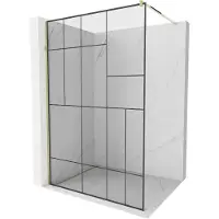 Mexen Kioto douchewand Walk-in 90 x 200 , zwart patroon 8 mm, goud - 800-090-101-50-78