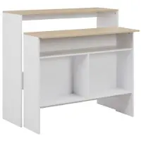 Helloshop26 Hoge tafel voor staand gebruik bar bistro met 2 witte tafelbladen 130 cm 0902037