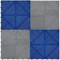 MonsterShop Geventileerde Kliktegels 3,2m x 6m voor Garage en Werkplaatsen, Antislip - 90 Blauw en 30 Grijs