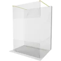 Mexen Kioto vrijstaande douchewand 110 x 200 , transparant/frost 8 mm, goud geborsteld - 800-110-002-55-35