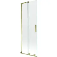 Mexen Velar L badwand 2-delig schuifbaar 75 x 150 , transparant, goud - 896-075-003-01-50