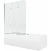 Mexen Cube rechthoekig bad 170 x 80 met paneel en 3-delige scherm 120 , transparant, chroom - 550517080X9012030100