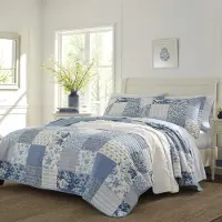Laura Ashley - King Quilt Set Omkeerbaar katoenen beddengoed met bijpassende kussenslopen Boerderij ge?spireerde woondecoratie (Paisley bedrukt patchw