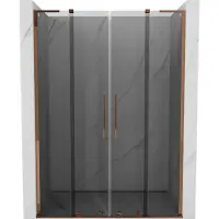 Mexen Velar L Duo schuifdeur douchedeur 150 , grafiet, roze goud - 871-150-003-42-60