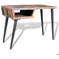 Helloshop26 Bureau tafel meubel werk computer met ijzeren poten gerecycled hout 0502066