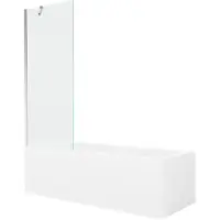 Mexen Cubik rechthoekig bad 170 x 70 met ombouw en 1-delig paravent 70 , transparant, chroom - 550317070X9507000001
