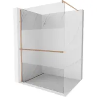 Mexen Kioto+ douchewand met plank Walk-in 80 x 200 , transparant/frost, geborsteld koper - 800-080-121-65-35