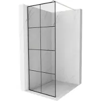 Mexen Kioto douchewand Walk-in 90 x 200 , zwart raster 8 mm, geborsteld nikkel - 800-090-101-97-77