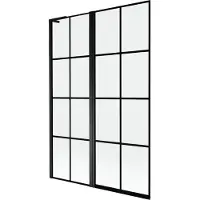 Mexen Mist L badwand 2-delig links 120 x 150 , zwart raster, zwart - 8A9L-120-011-70-77-L
