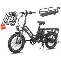 Fafrees FF20 CUV - Elektrische vrachtfiets - 250 W - 48 V - 24 Ah - Maximale snelheid 25 km/h - Zwart - Met achterdrager