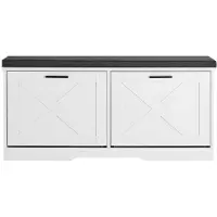 OEM Schoenenopslag, 100 x 30,5 x 47,5 cm. Organizer met klapdeurtjes, draagvermogen 199,6 kg. Schoenenrek met kussens en klapdeuren, ideaal voor hal, woonkamer, slaapkamer, zwart en wit
