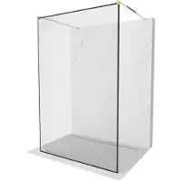 Mexen Kioto vrijstaande douchewand 140 x 200 , zwart frame 8 mm, goud - 800-140-002-50-70