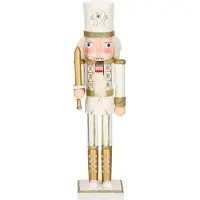Springos Notenkraker figuur - - Soldaat met zwaard - Hoogte 38 cm - Hout - Crème