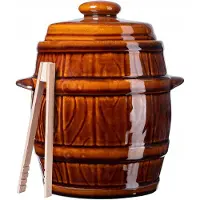 Kadax Steengoed pan, dichte keramische pot met deksel, vaatwasmachinebestendige steengoedpan, handgemaakte fermentatiepot van keramiek, inlegpan voor komkommers en zuurkool (3,5 l)
