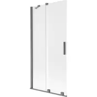 Mexen Velar badwand tweevleugelige schuifdeur 95 x 150 cm, matglas, geborsteld gun grijs - 896-095-000-31-66