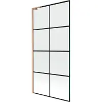 Mexen Next L badwand 1-delig 90 x 150 , zwart raster, geborsteld koper - 895-090-000-03-77-65