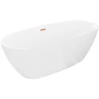 Mexen Luvo Slim vrijstaande badkuip 170 x 75 , wit, overloop gun grijs geborsteld - 52801707500-66