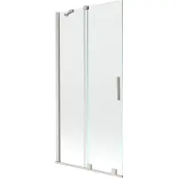 Mexen Velar badwand 2-delig schuifbaar 90 x 150 , transparant, geborsteld nikkel - 896-090-000-01-97