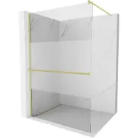Mexen Kioto+ douchewand met plank Walk-in 70 x 200 , transparant/mat, goud geborsteld - 800-070-121-55-35