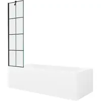 Mexen Vega rechthoekig bad 170 x 70 met ombouw en 1-vleugelig scherm 50 , zwart patroon - 550117077X9505007077