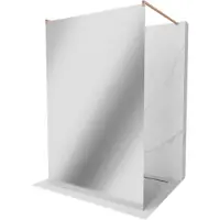 Mexen Kioto vrijstaande douchewand 140 x 200 , spiegel 8 mm, geborsteld koper - 800-140-002-65-50