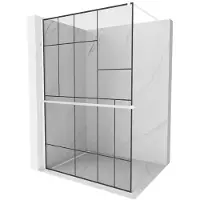 Mexen Kioto+ douchewand met plank Walk-in 70 x 200 , zwart patroon, wit - 800-070-121-20-78
