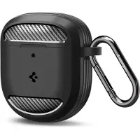 Spigen Rugged Armor Ontworpen voor Bose QuietComfort Ultra Earbuds Case (2023) en Bose QuietComfort Earbuds II Case (2022) - Matzwart