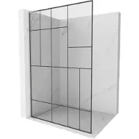 Mexen Kioto L douchescherm Walk-in 110 x 200 , zwart patroon, geborsteld nikkel - 800-110-103-97-78
