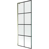 Mexen Next L badwand 1-vleugelig 70 x 150 , zwart rooster, goud - 895-070-000-03-77-50