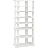 Helloshop26 Bibliotheek - - Verticale schoenenstandaard - Wit hout - 7 niveaus - Kantelbeveiliging
