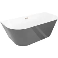 Mexen Oval Slim vrijstaande wandbadkuip 170 x 80 , wit/grijs, overloop roze goud - 52661708062-60