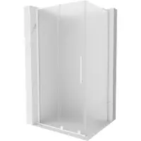 Mexen Velar L schuifbare douchecabine 100 x 90 , matglas, wit - 871-100-090-33-20