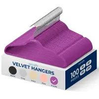 SereneLife 100 stuks fluwelen hangers - ruimtebesparende, stevige, slanke kledinghangerset met 360 graden draaibare metalen haak. Kan tot 4,5 kg drage