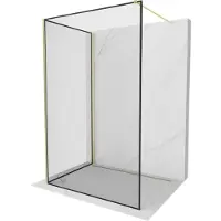 Mexen Kioto douchewand Walk-in 140 x 120 , zwart frame, goud geborsteld - 800-140-212-55-70-120