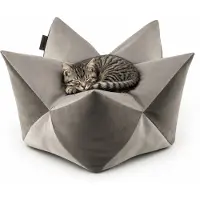 Lionto Sterrenkussen kat, zacht kattenbed 70x38 cm lichtgrijs/donkergrijs