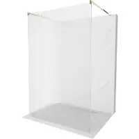 Mexen Kioto vrijstaande douchewand 110 x 200 , strepen 8 mm, goud - 800-110-002-50-09