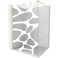 Mexen Kioto douchewand Walk-in 100 x 200 , witte golf 8 mm, goud geborsteld - 800-100-101-55-97