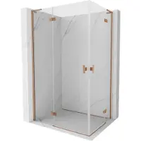 Mexen Mist-H L Duo draaide douchecabine links 95 x 90 , transparant, geborsteld koper - 8A5L-095L-090P-65-00